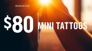 Promotional poster for $80 mini tattoos at Mississauga tattoo studio