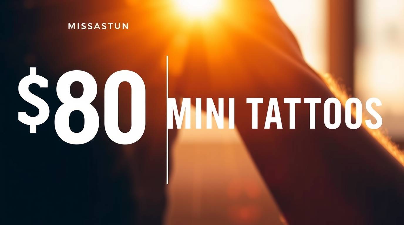 Promotional poster for $80 mini tattoos at Mississauga tattoo studio