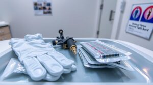 Sterilized tattoo equipment in a Canadian tattoo studio