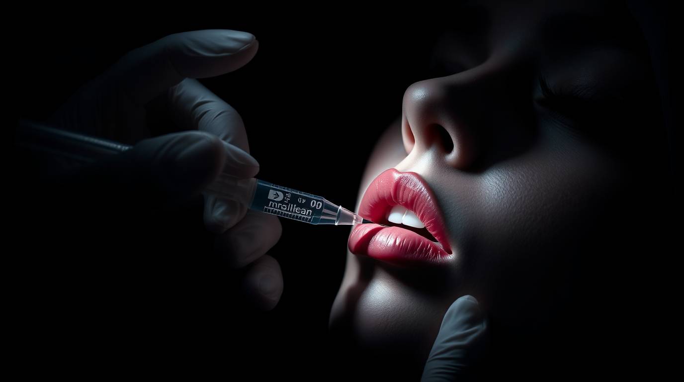 Medical aesthetician applying lip fillers in a Canadian aesthetic clinic