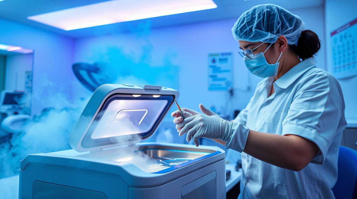 Nail technician sterilizing tools in Mississauga salon