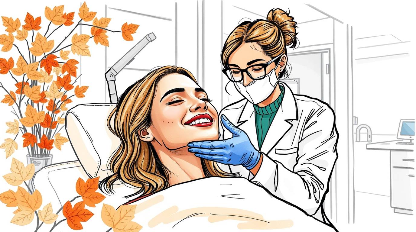 Aesthetician performing a non-surgical facial treatment on a client in a Canadian clinic