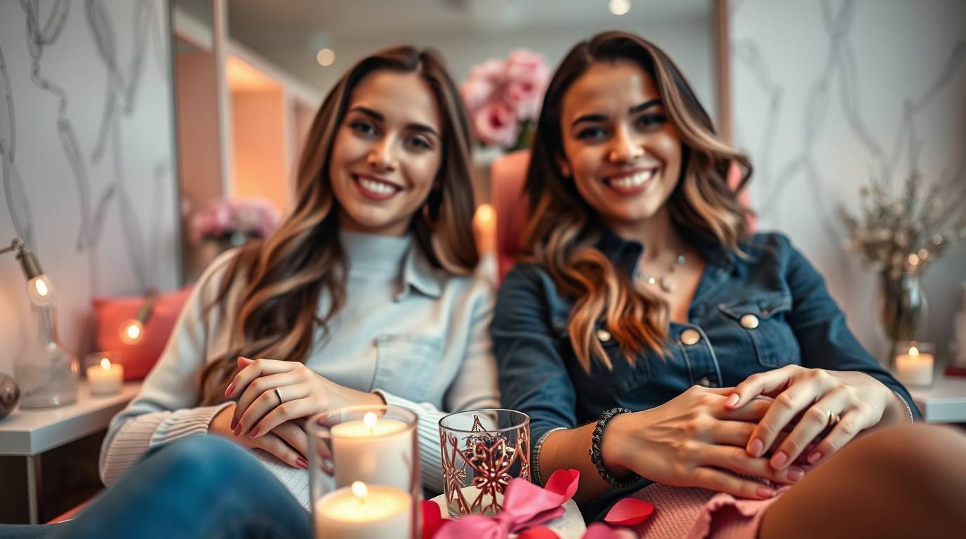 Couple enjoying a manicure together in Mississauga